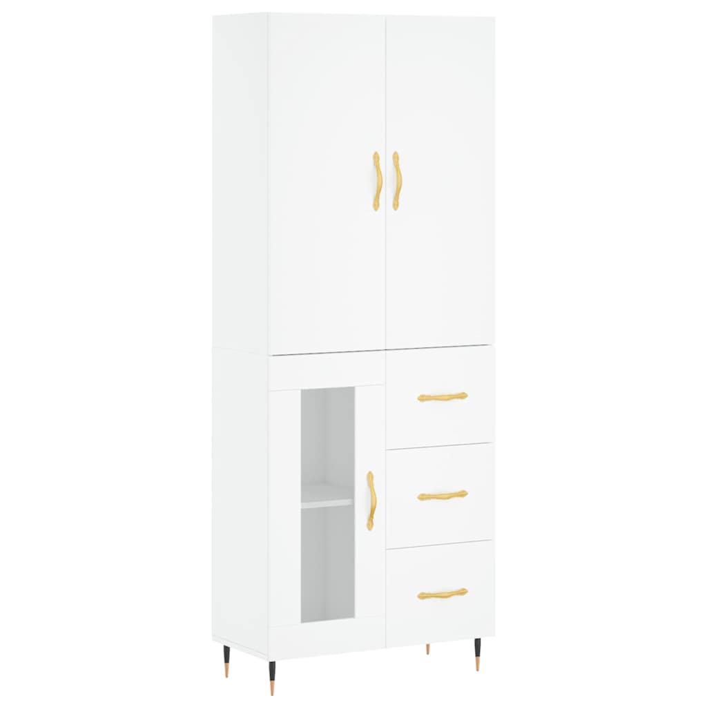 Highboard White 69,5x34x180 cm Engineered Wood