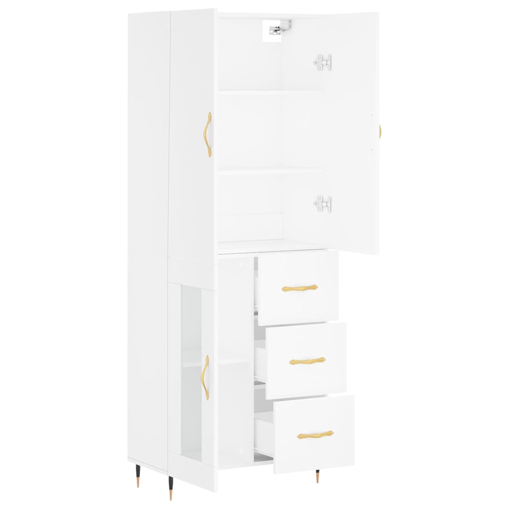 Highboard White 69,5x34x180 cm Engineered Wood