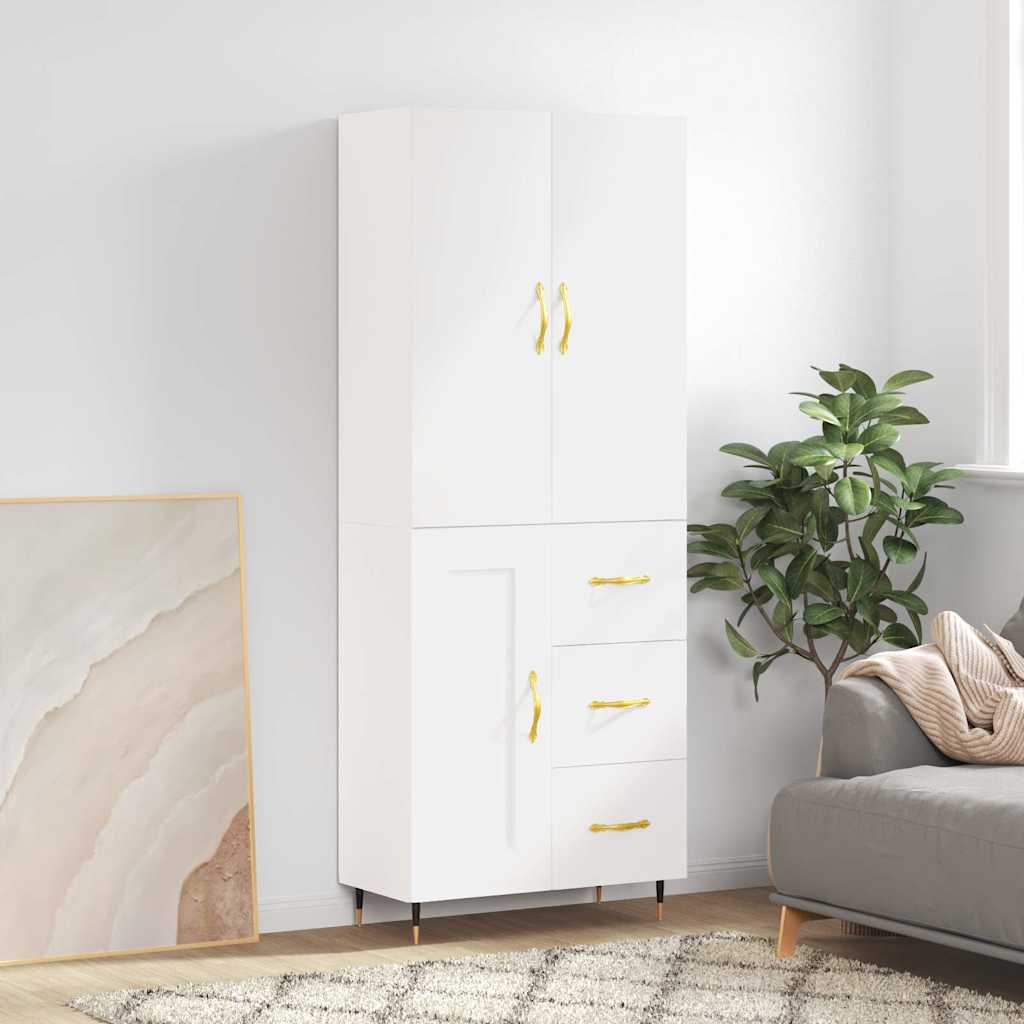 Highboard White 69,5x34x180 cm Engineered Wood