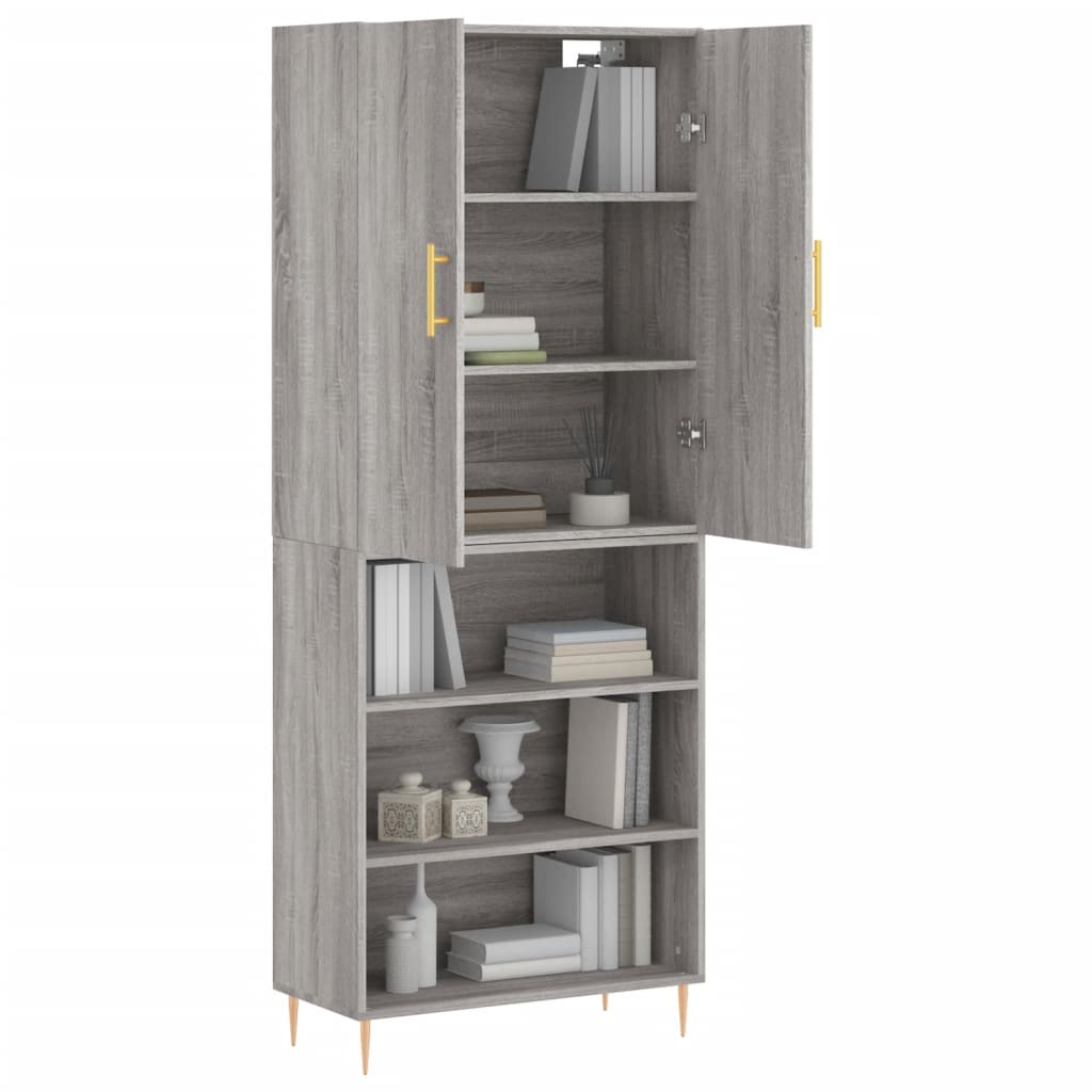 Highboard Grey Sonoma 69.5x34x180 cm Engineered Wood