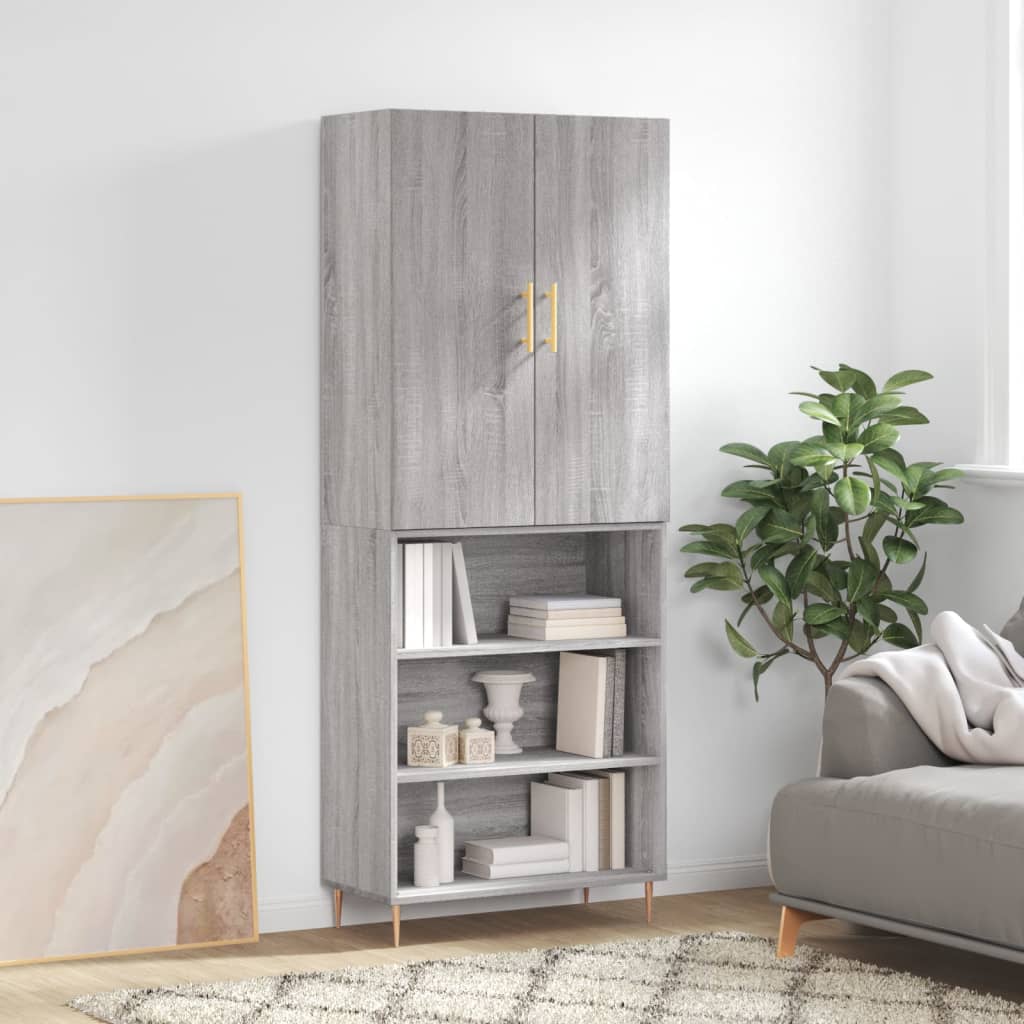 Highboard Grey Sonoma 69.5x34x180 cm Engineered Wood