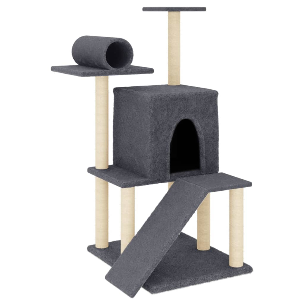 Cat Tree with Sisal Scratching Posts Dark Grey 110.5 cm
