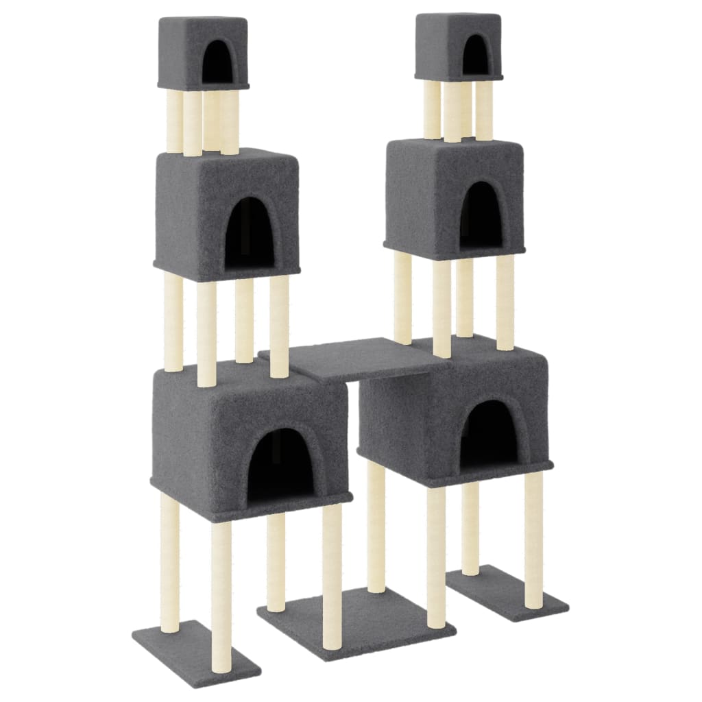Cat Tree with Sisal Scratching Posts Dark Grey 199 cm