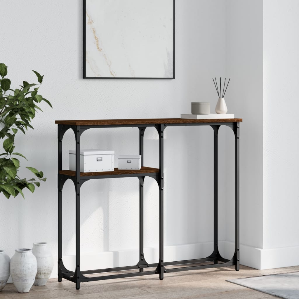 Console Table Brown Oak 90x22,5x75 cm Engineered Wood