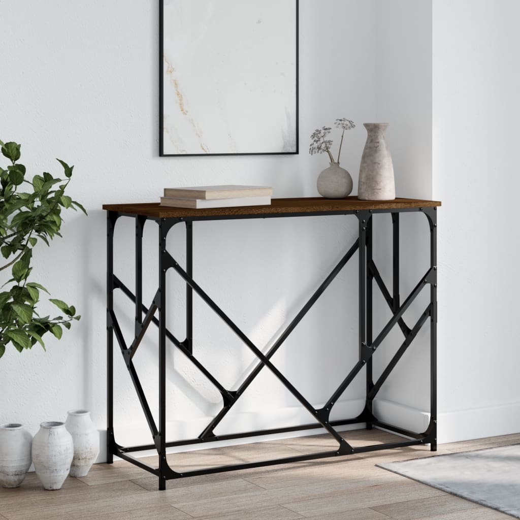 Console Table Brown Oak 100x40x80 cm Engineered Wood
