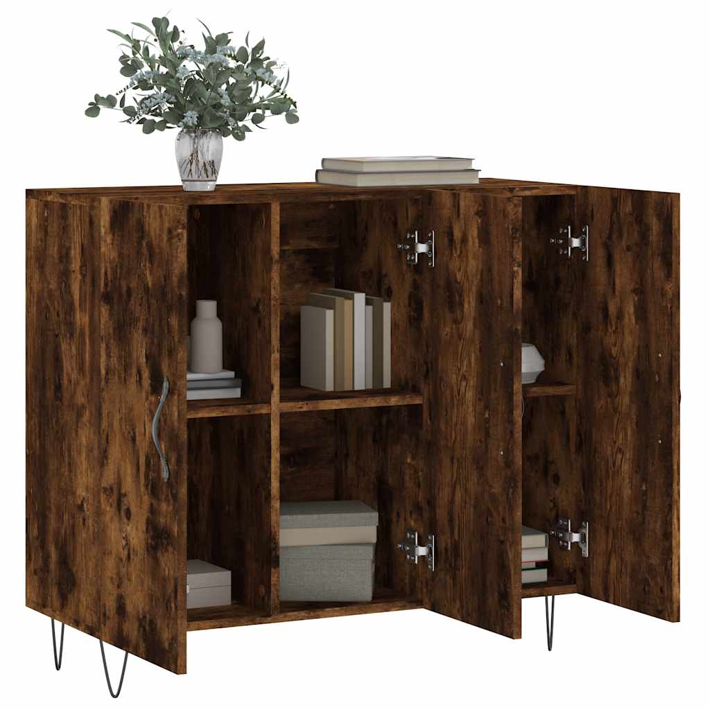 Sideboard Smoked Oak 90x34x80 cm Engineered Wood