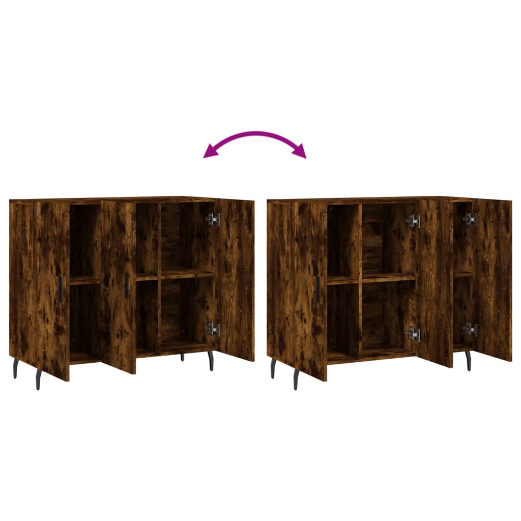 Sideboard Smoked Oak 90x34x80 cm Engineered Wood