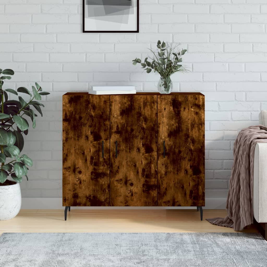 Sideboard Smoked Oak 90x34x80 cm Engineered Wood