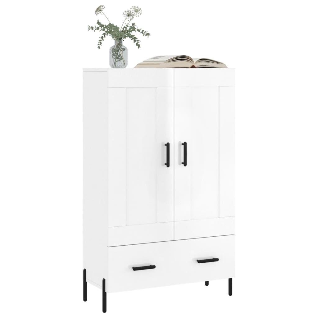 Highboard High Gloss White 69.5x31x115 cm Engineered Wood