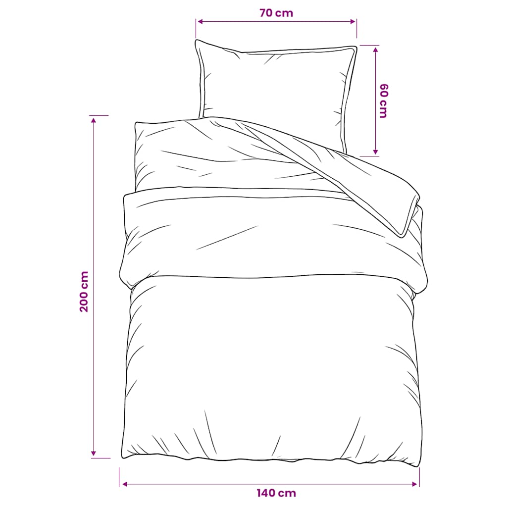 Duvet Cover Set Grey 140x200 cm Cotton
