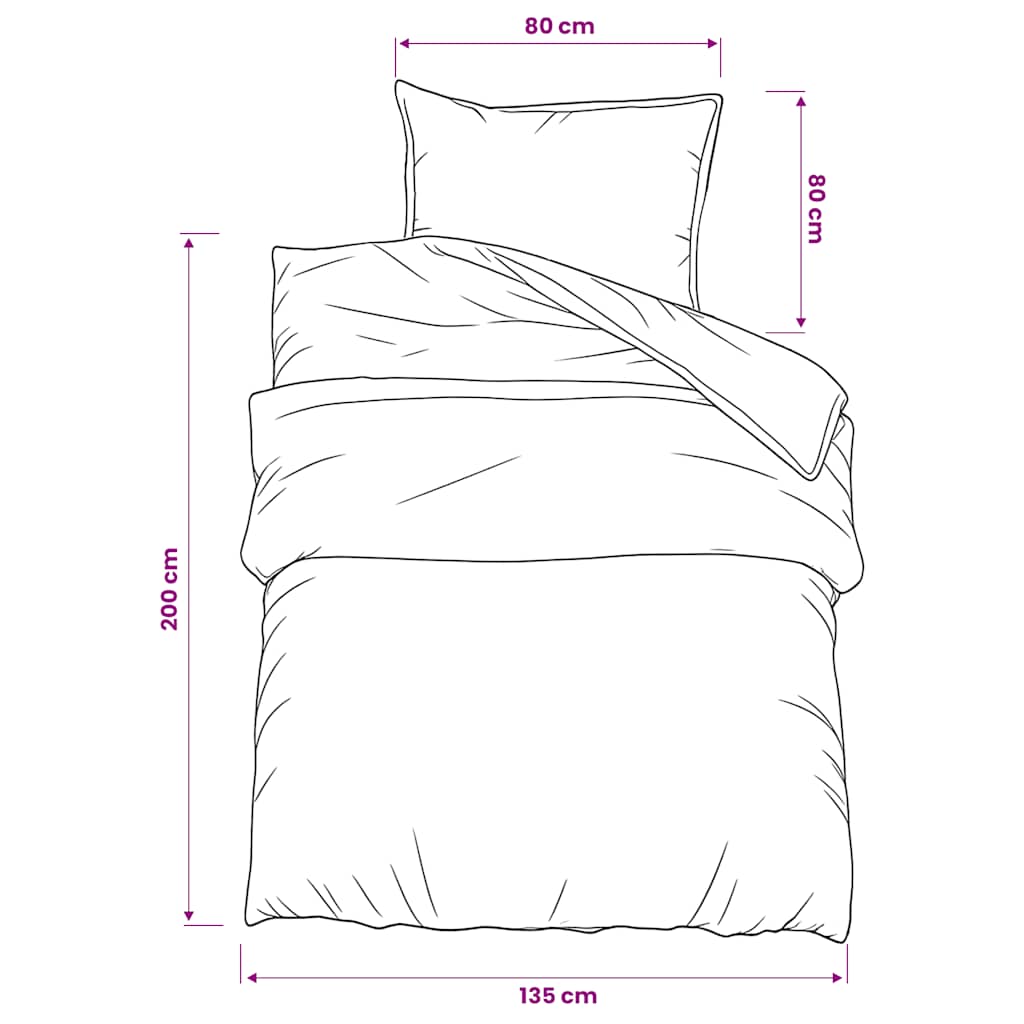 Duvet Cover Set Grey 135x200 cm Cotton