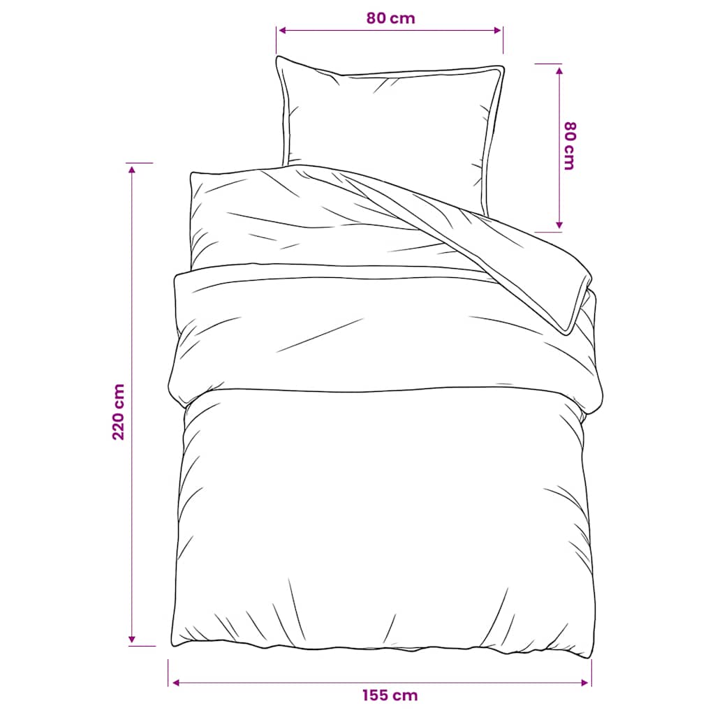 Duvet Cover Set Grey 155x220 cm Cotton
