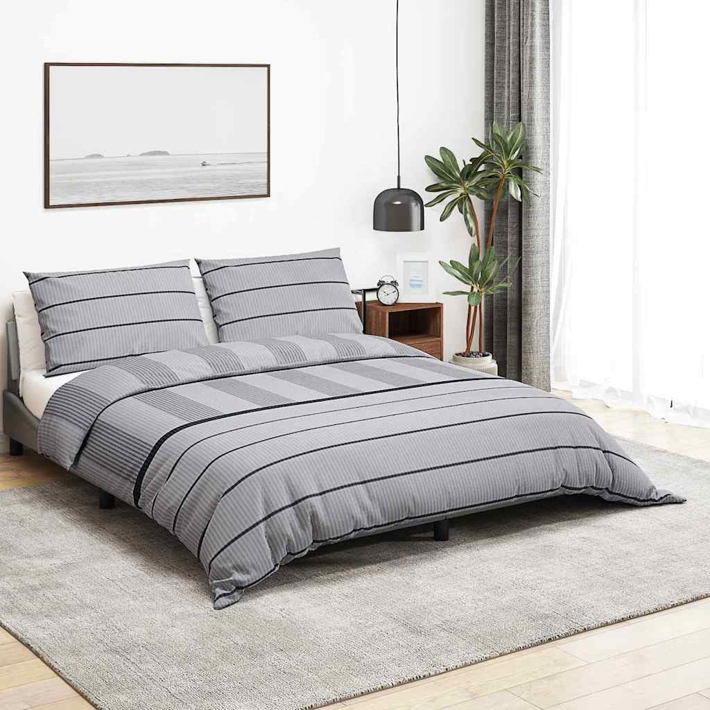 Duvet Cover Set Grey 200x220 cm Cotton