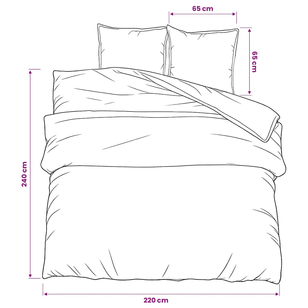 Duvet Cover Set Grey 220x240 cm Cotton