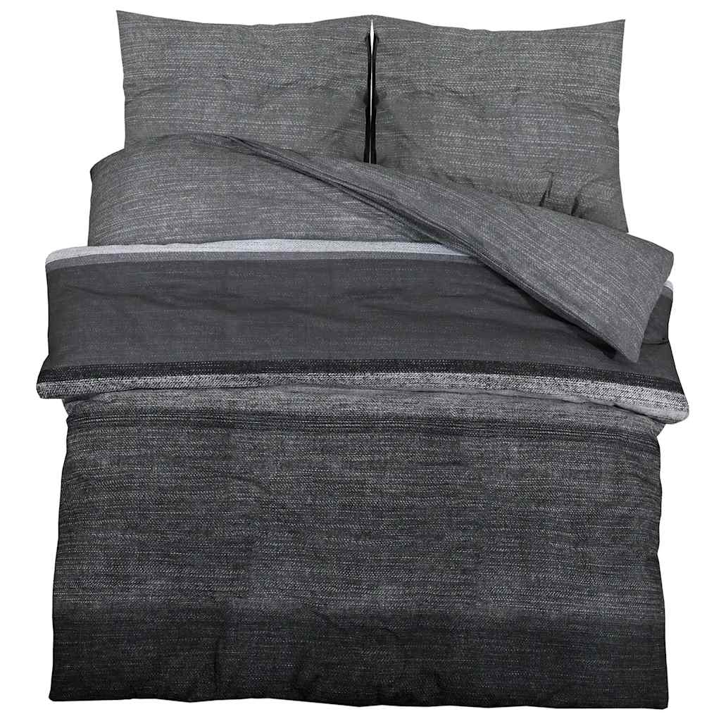 Duvet Cover Set Dark Grey 220x240 cm Cotton