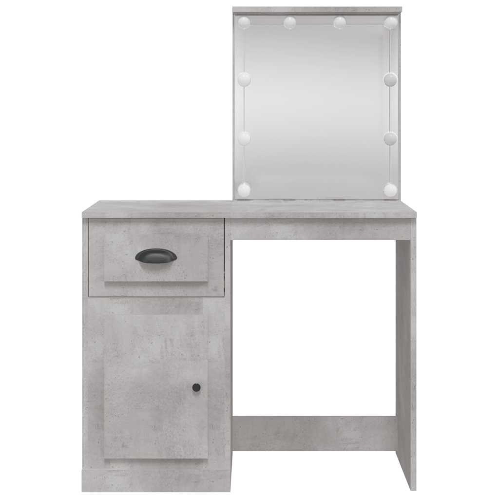 Dressing Table with LED Lights Concrete Grey 90x42x132.5 cm
