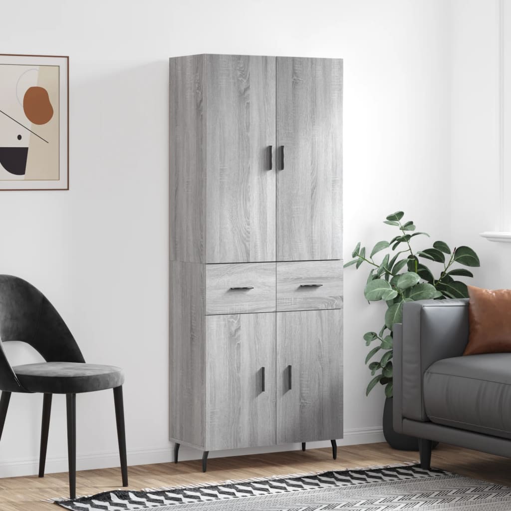 Highboard Grey Sonoma 69,5x34x180 cm Engineered Wood