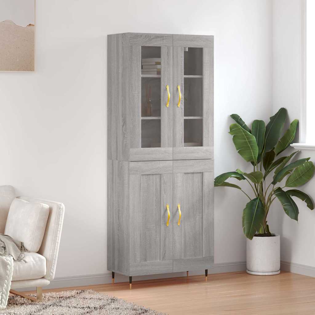 Highboard Grey Sonoma 69,5x34x180 cm Engineered Wood