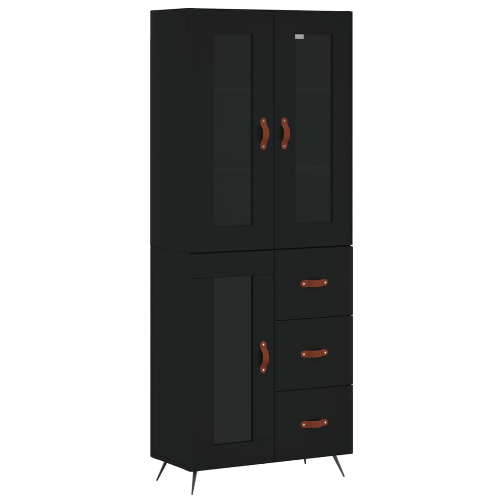 Highboard Black 69,5x34x180 cm Engineered Wood