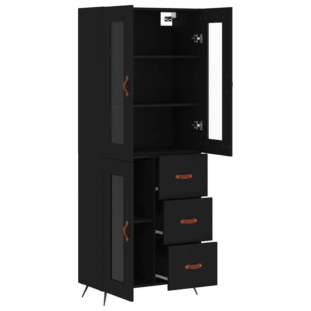 Highboard Black 69,5x34x180 cm Engineered Wood