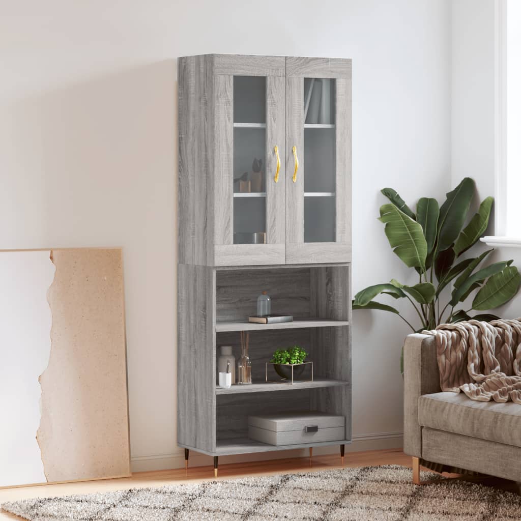 Highboard Grey Sonoma 69,5x34x180 cm Engineered Wood