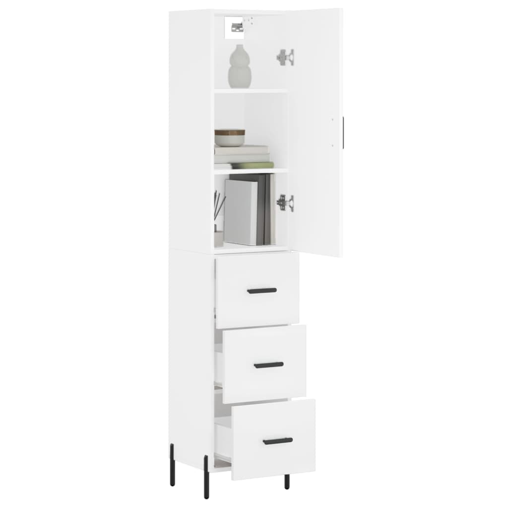Highboard White 34,5x34x180 cm Engineered Wood