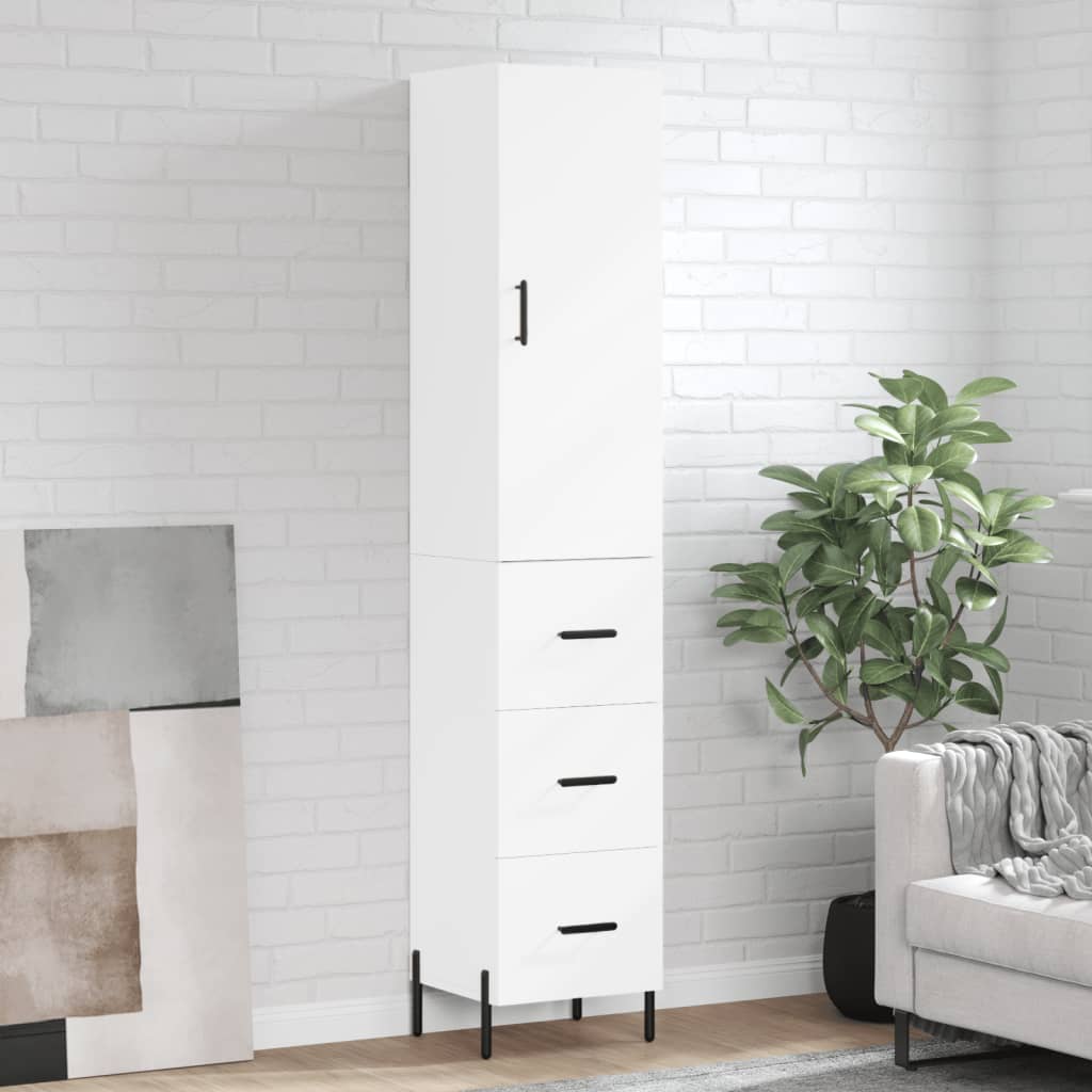 Highboard White 34,5x34x180 cm Engineered Wood