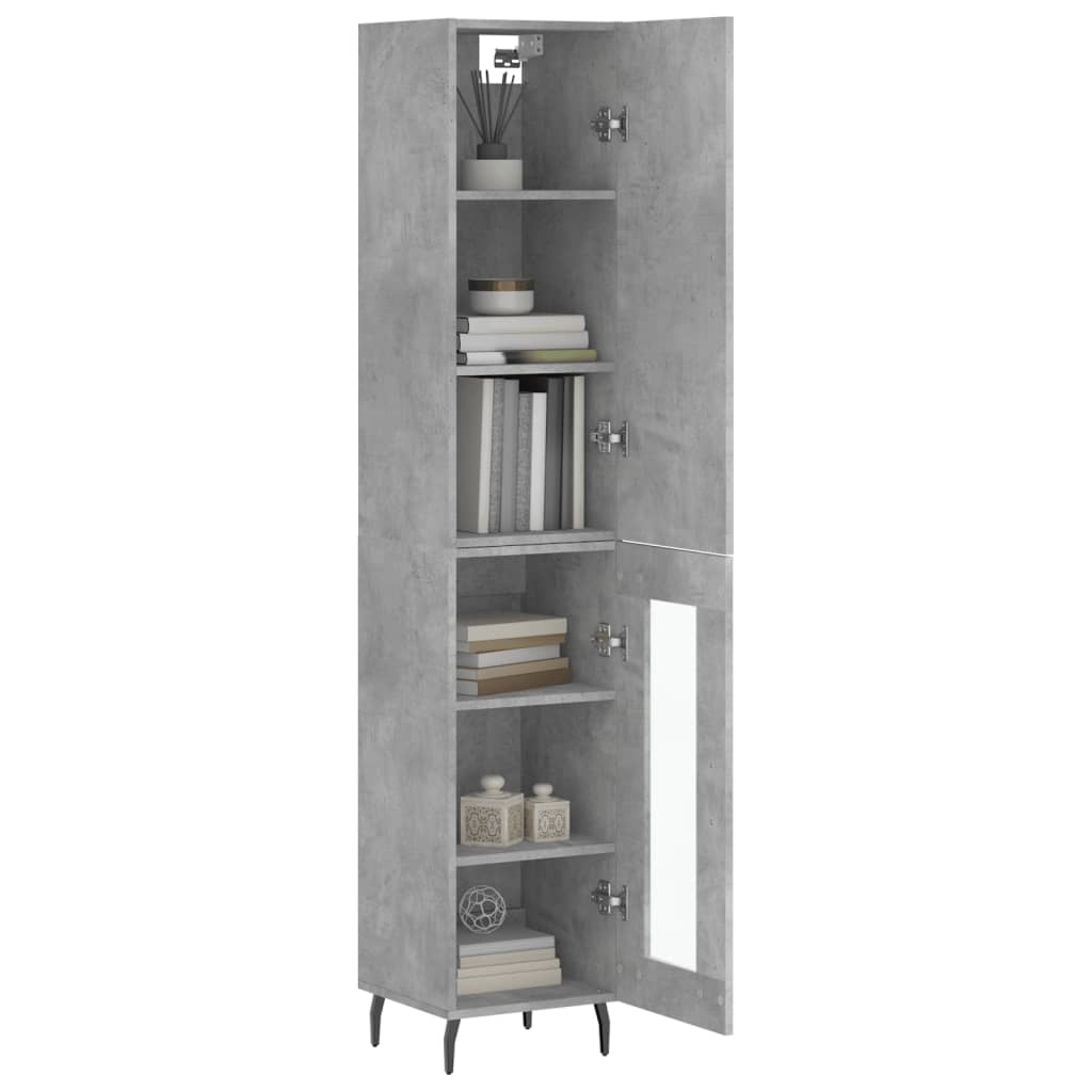 Highboard Concrete Grey 34,5x34x180 cm Engineered Wood