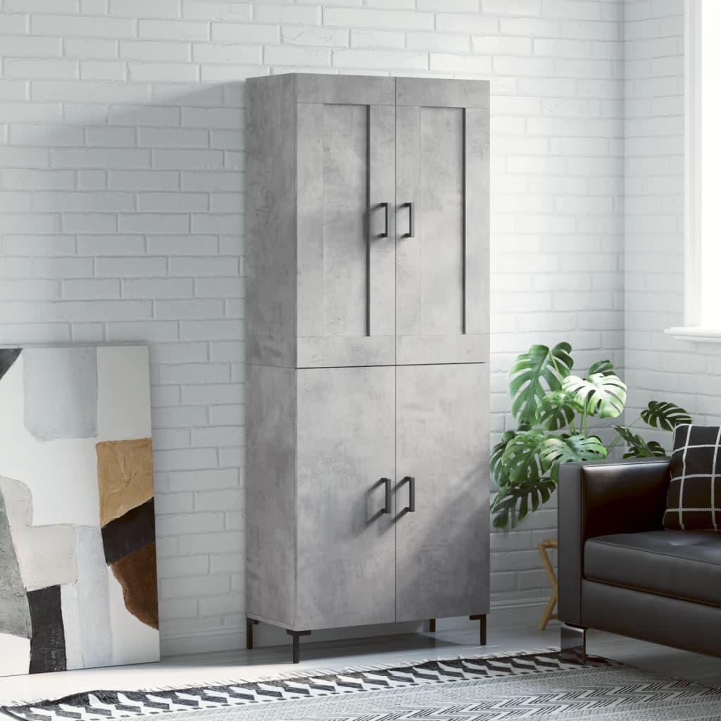 Highboard Concrete Grey 69.5x34x180 cm Engineered Wood