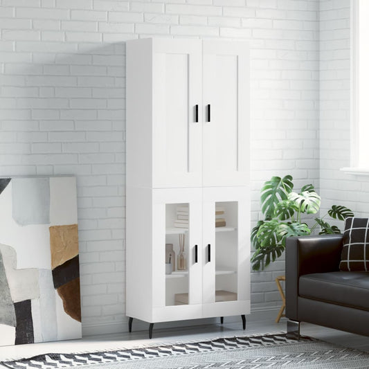 Highboard White 69,5x34x180 cm Engineered Wood