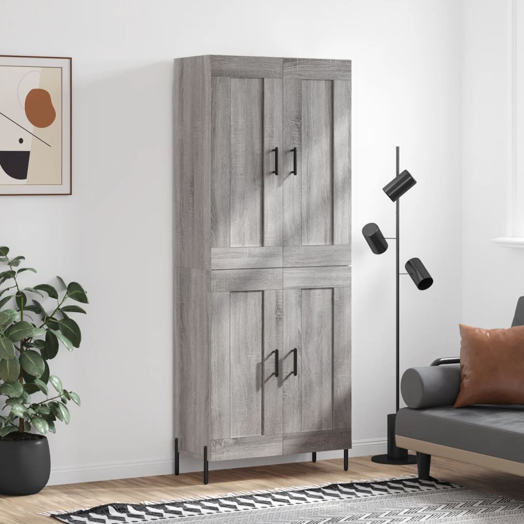 Highboard Grey Sonoma 69.5x34x180 cm Engineered Wood