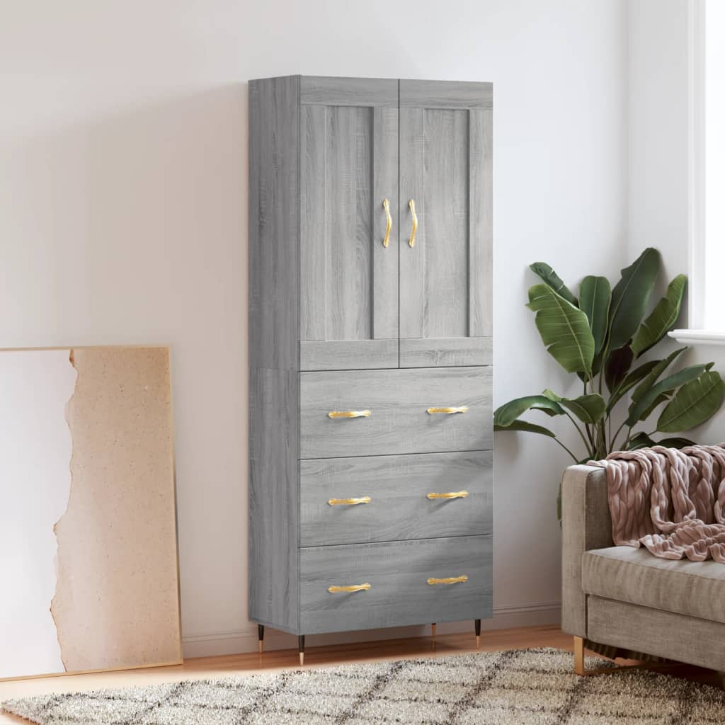 Highboard Grey Sonoma 69,5x34x180 cm Engineered Wood