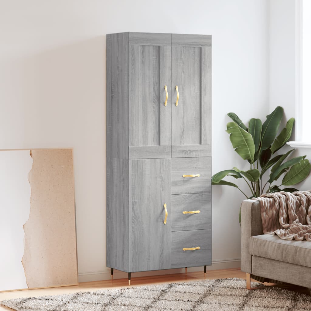 Highboard Grey Sonoma 69,5x34x180 cm Engineered Wood