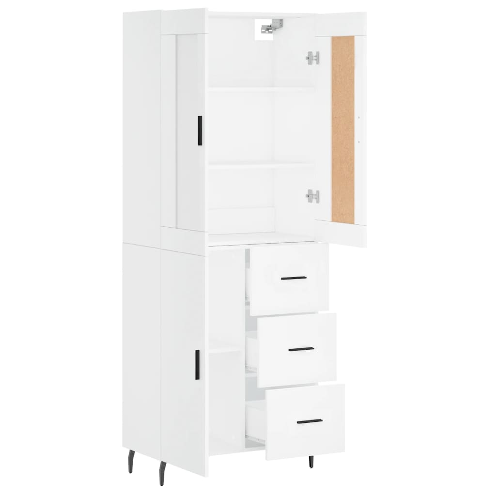 Highboard White 69,5x34x180 cm Engineered Wood