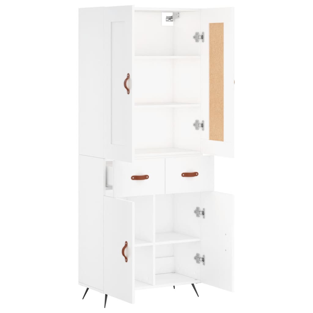 Highboard White 69,5x34x180 cm Engineered Wood