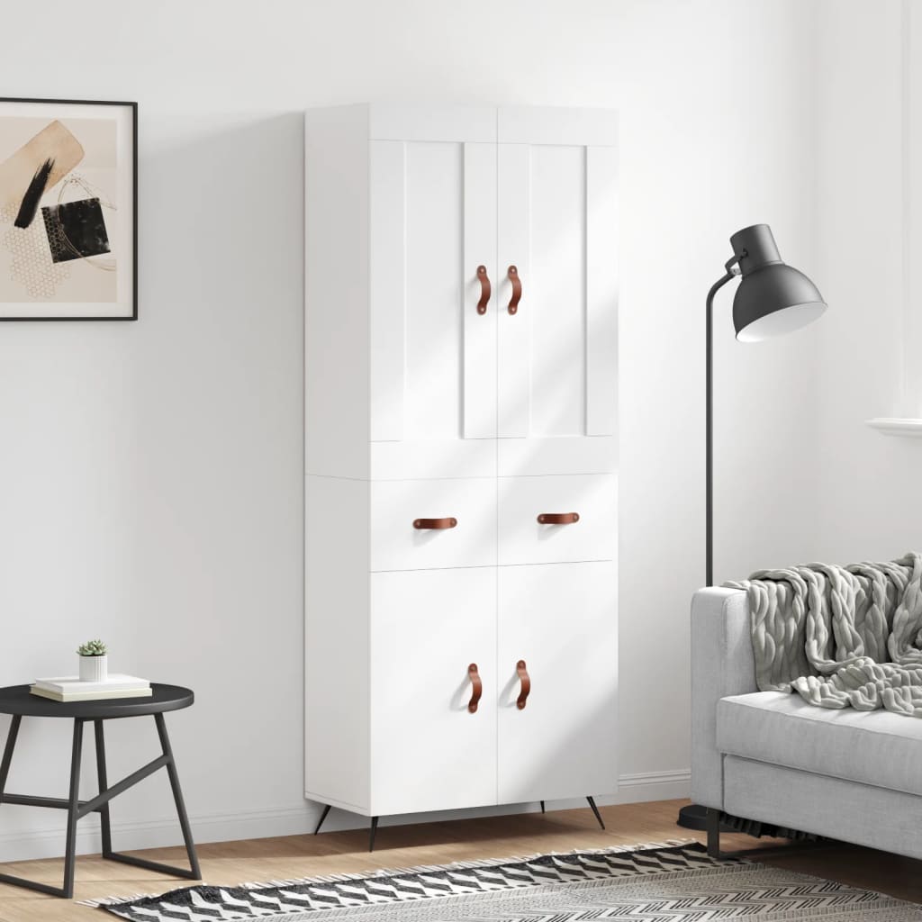 Highboard White 69,5x34x180 cm Engineered Wood