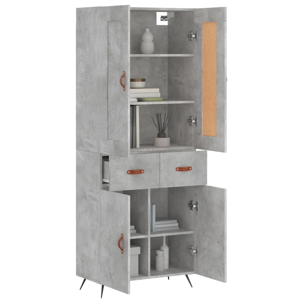 Highboard Concrete Grey 69,5x34x180 cm Engineered Wood