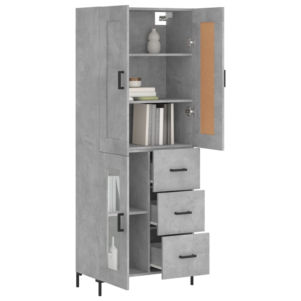 Highboard Concrete Grey 69.5x34x180 cm Engineered Wood