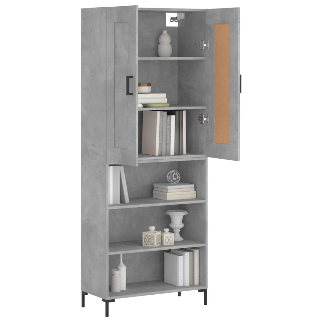 Highboard Concrete Grey 69.5x34x180 cm Engineered Wood