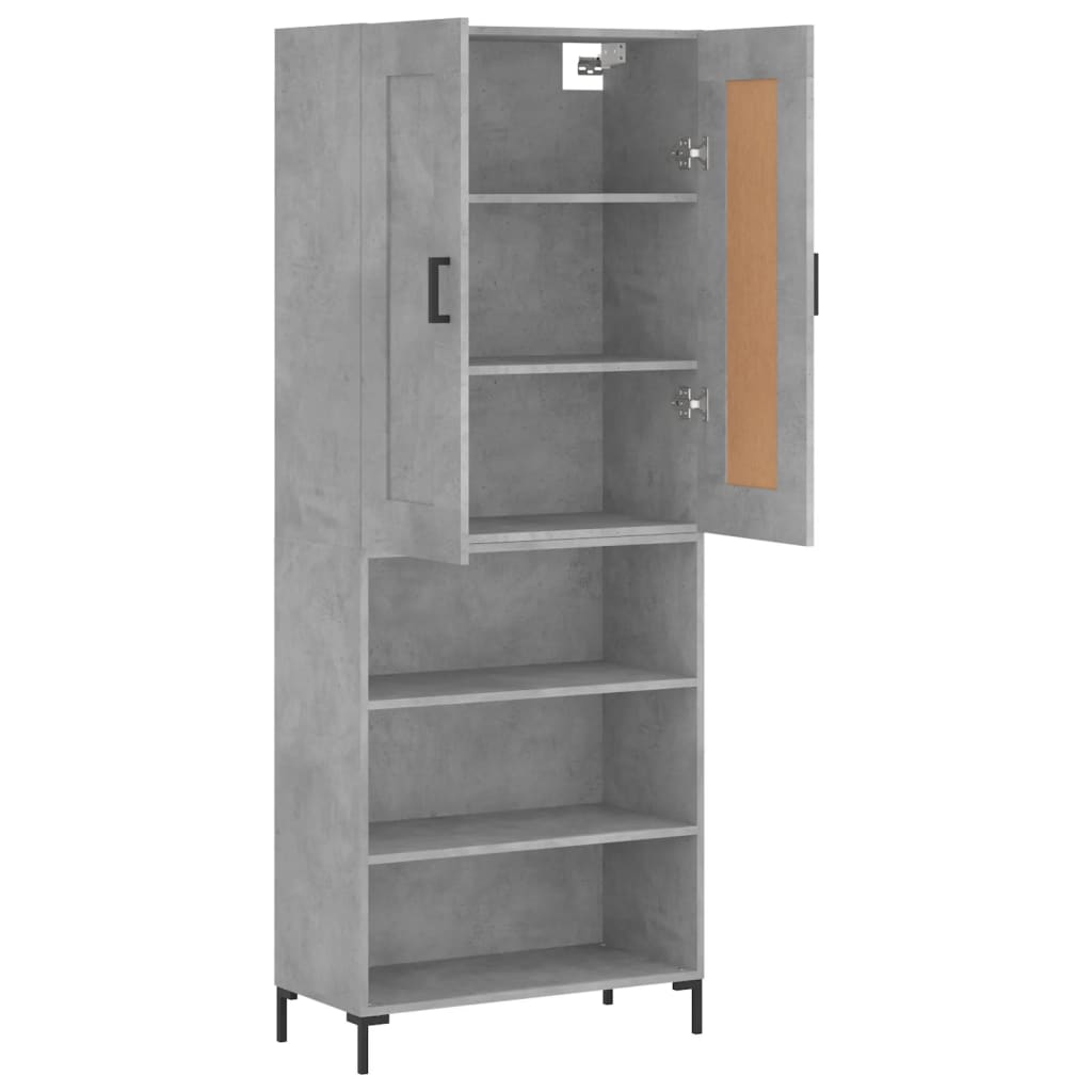Highboard Concrete Grey 69.5x34x180 cm Engineered Wood