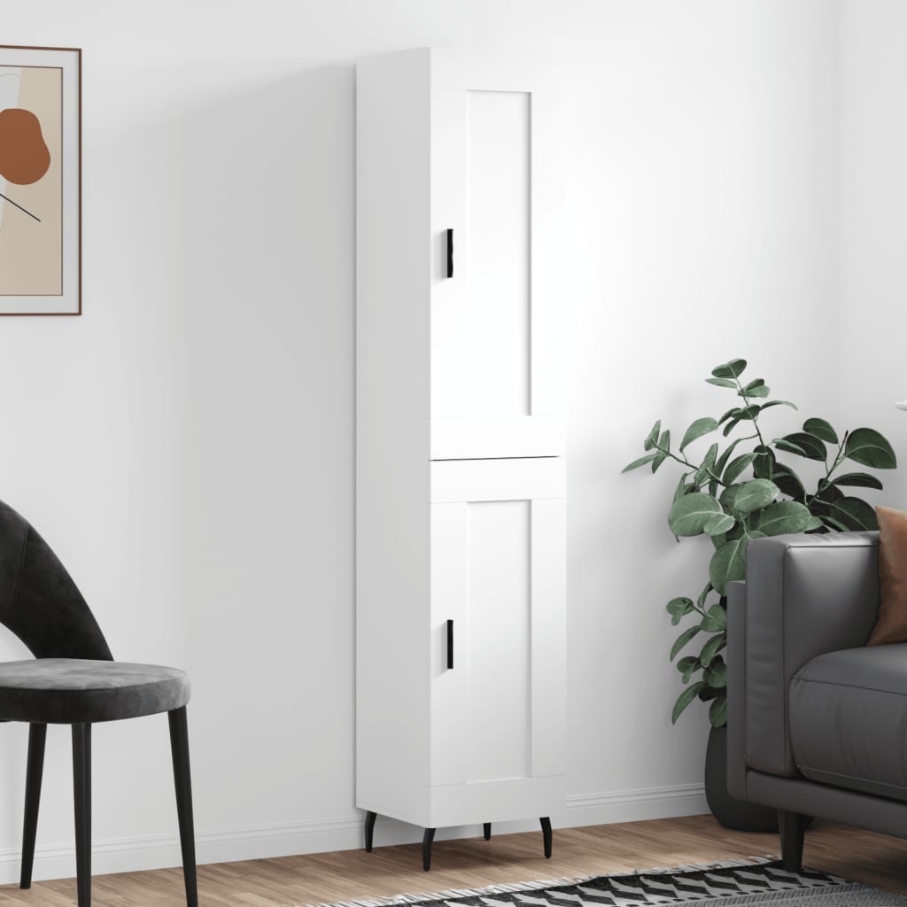 Highboard White 34,5x34x180 cm Engineered Wood