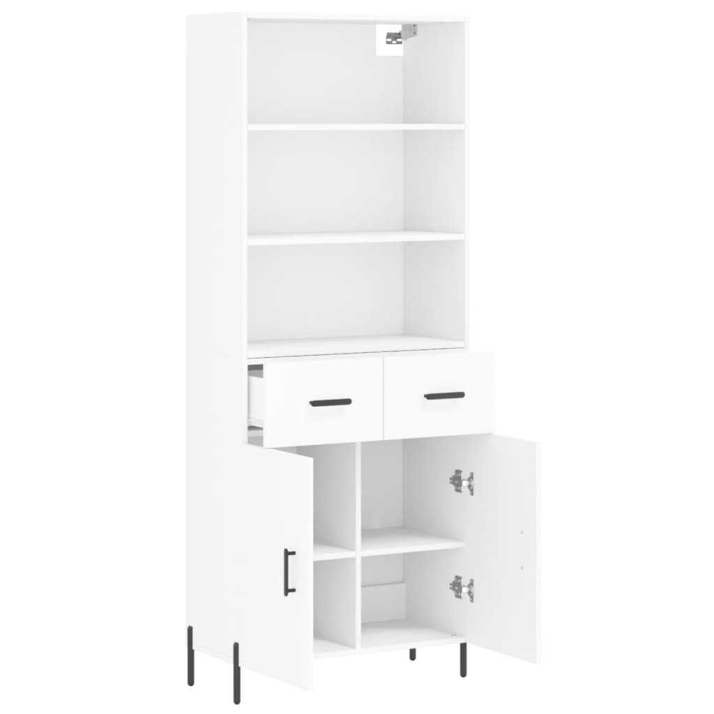 Highboard White 69,5x34x180 cm Engineered Wood