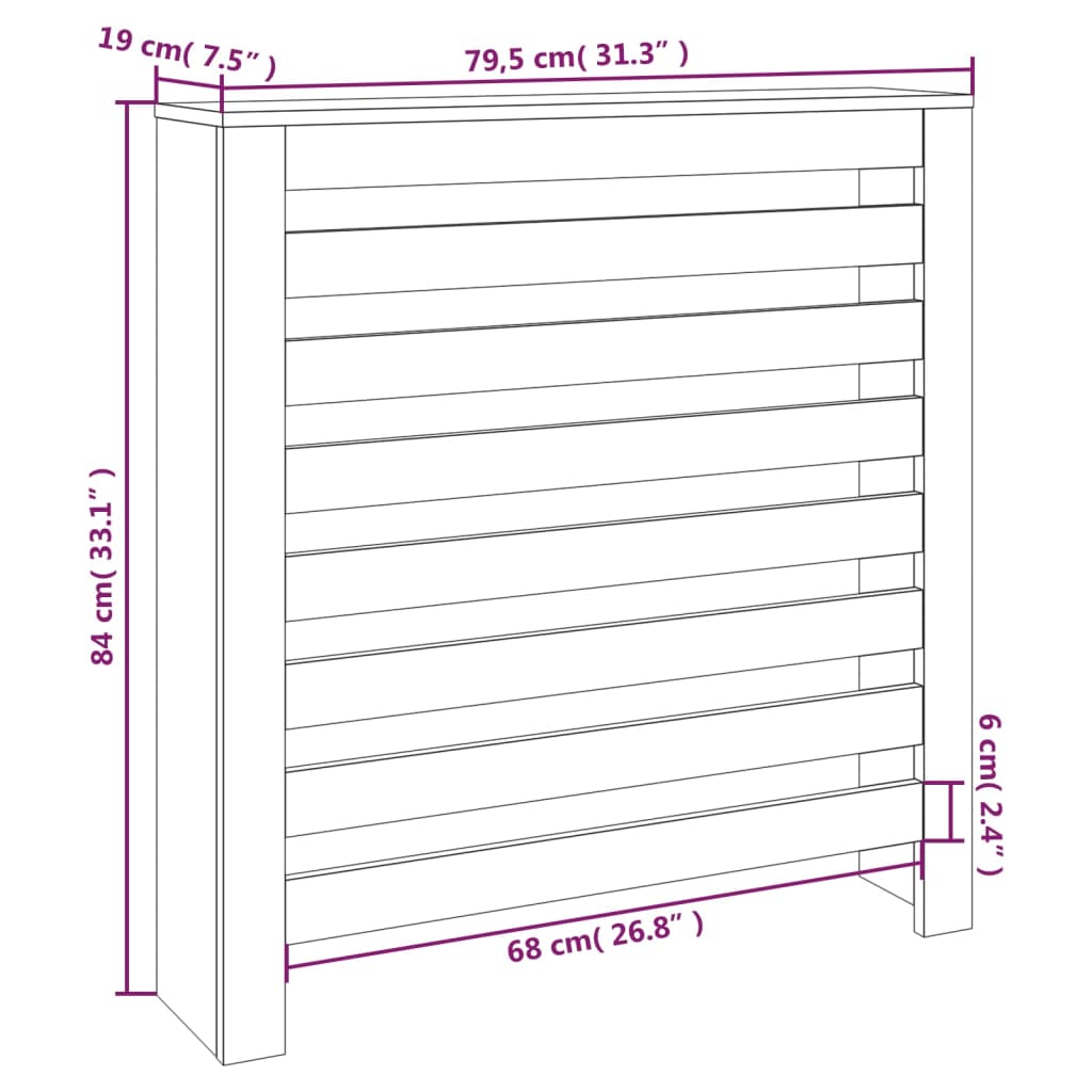 Radiator Cover 79.5x19x84 cm Solid Wood Pine