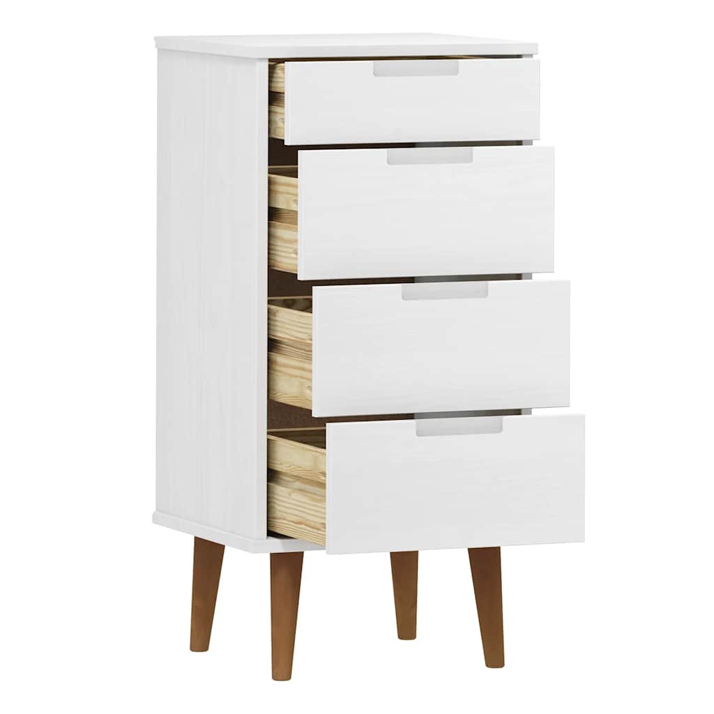 Drawer Cabinet MOLDE White 40x35x82 cm Solid Wood Pine