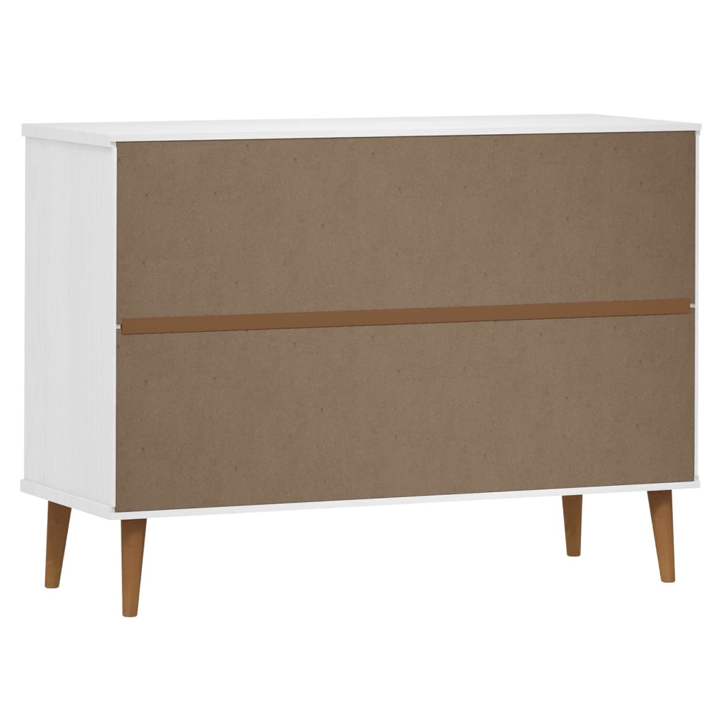 Drawer Cabinet MOLDE White 113x40x80 cm Solid Wood Pine