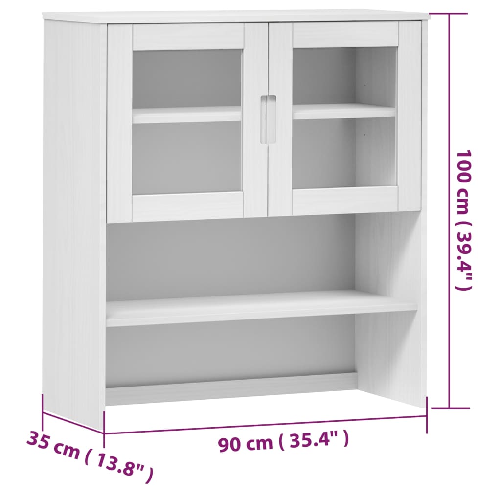 Top for Highboard MOLDE White 90x35x100 cm Solid Wood Pine