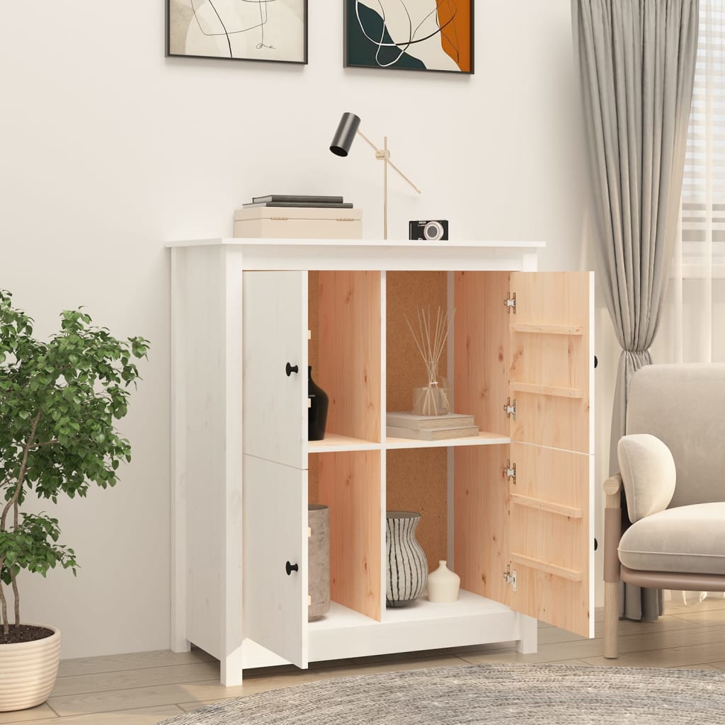 Sideboard White 83x41.5x100 cm Solid Wood Pine