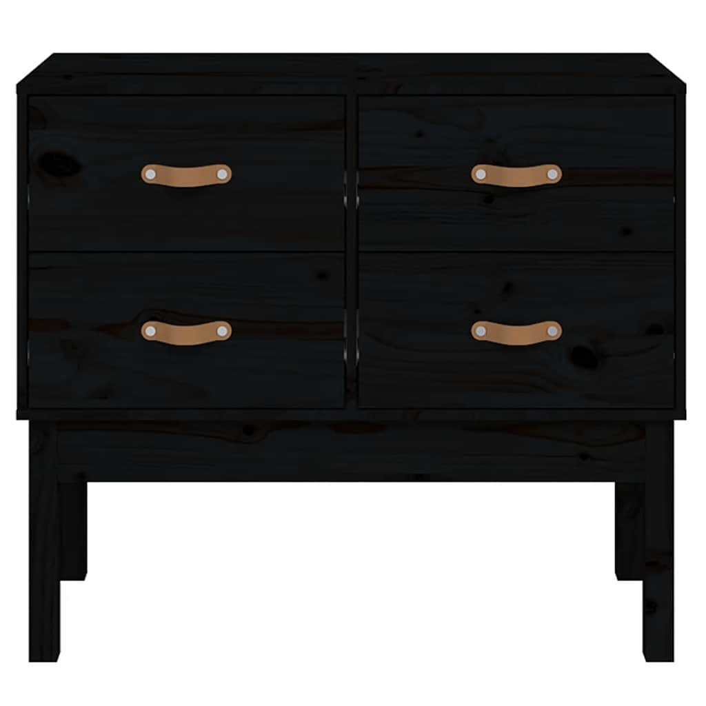 Console Cabinet Black 90x40x78 cm Solid Wood Pine
