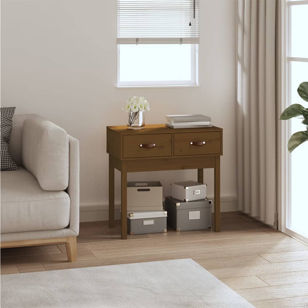 Console Table Honey Brown 76.5x40x75 cm Solid Wood Pine