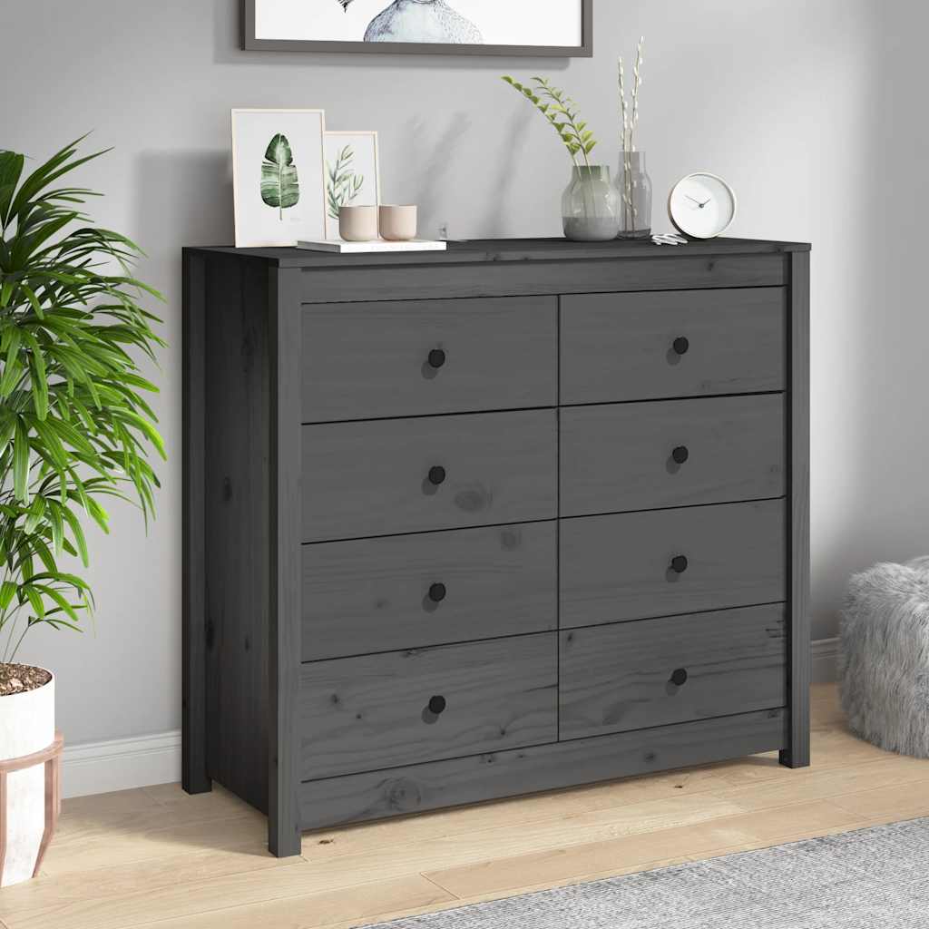 Side Cabinet Grey 100x40x90 cm Solid Wood Pine